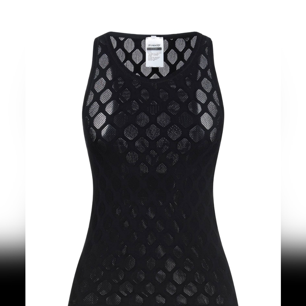 Pinko Black Sleeveless Mesh Tank Top